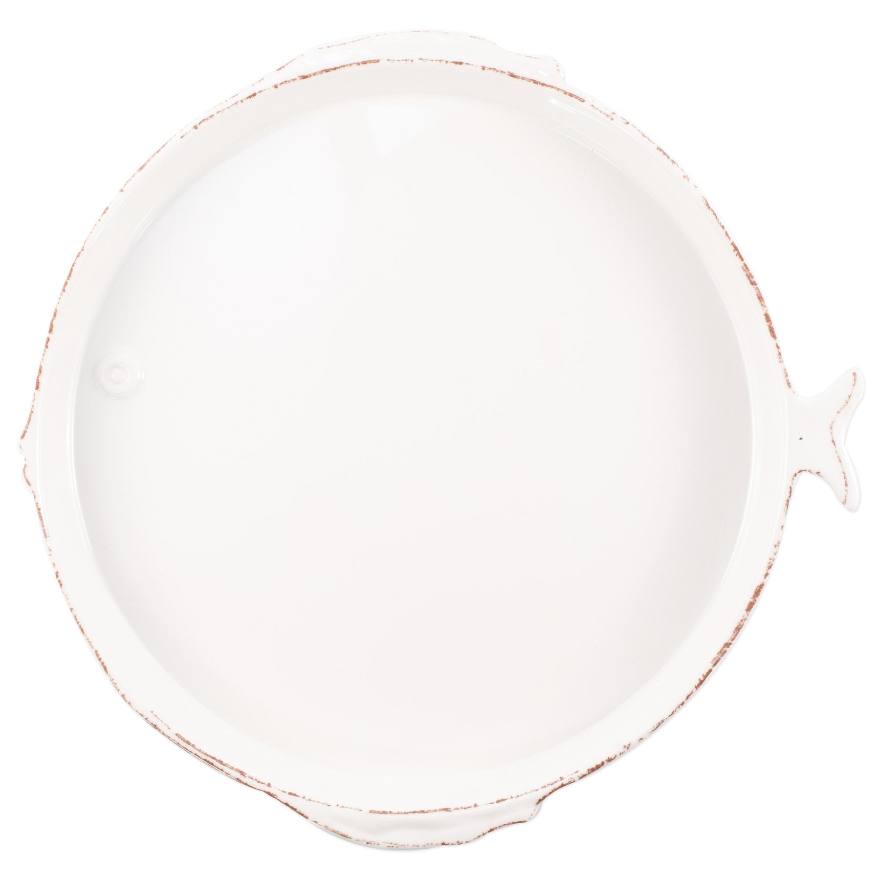 Melamine Lastra Fish White Round Platter-Nautical Decor and Gifts