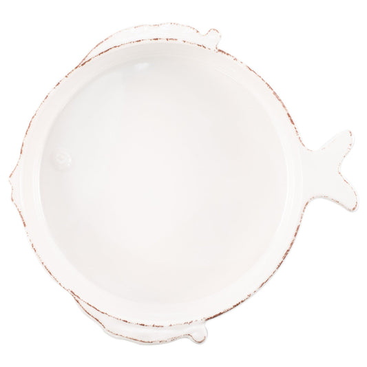 Melamine Lastra Fish White Medium Serving Bowl-Nautical Decor and Gifts