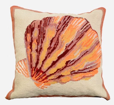 Lions Paw Sea Shell Needlepoint Pillow-Pillow-Nautical Decor and Gifts