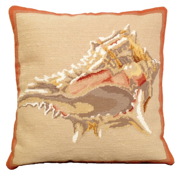Murex Shell Needlepoint Pillow-Pillow-Nautical Decor and Gifts