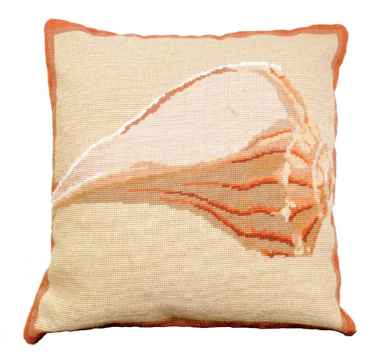 Whelk Shell Needlepoint Pillow-Pillow-Nautical Decor and Gifts