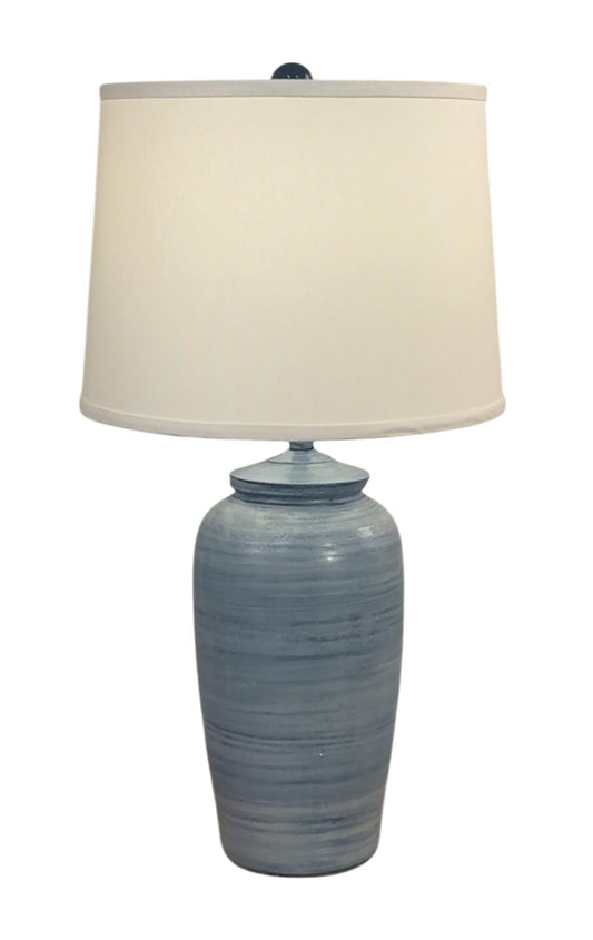 Light Navy Glaze Indented Ginger Jar-Lamp-Nautical Decor and Gifts