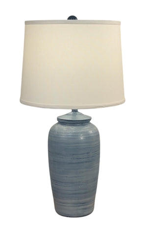 Light Navy Glaze Indented Ginger Jar-Lamp-Nautical Decor and Gifts