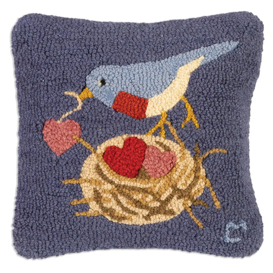 Nesting Hearts and Bird Pillow-Pillow-Nautical Decor and Gifts