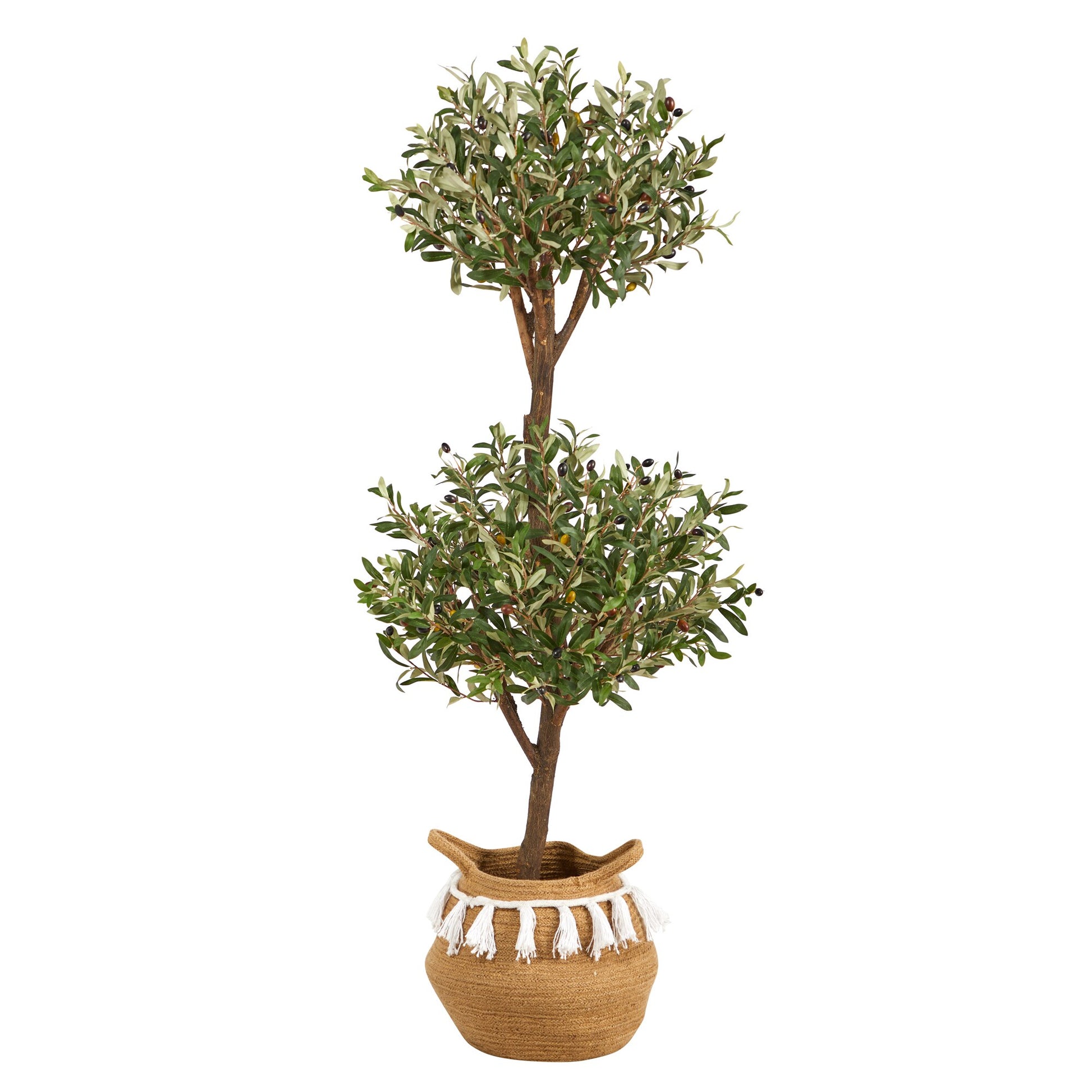 4.5' Artificial Olive Double Topiary Artificial Bougainvillea Tree-Nautical Decor and Gifts