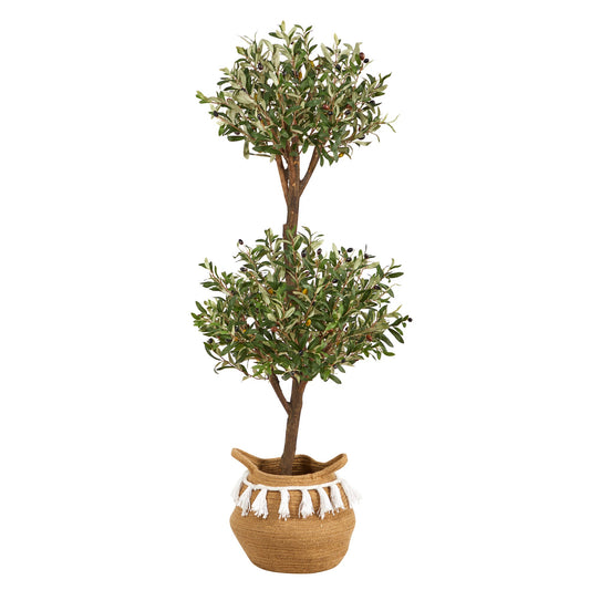 4.5' Artificial Olive Double Topiary Artificial Bougainvillea Tree-Nautical Decor and Gifts