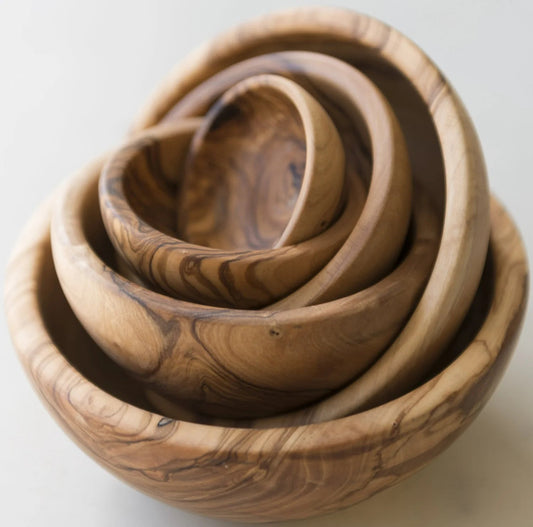 Olive Wood Nesting Bowls, Set of 6-Nautical Decor and Gifts