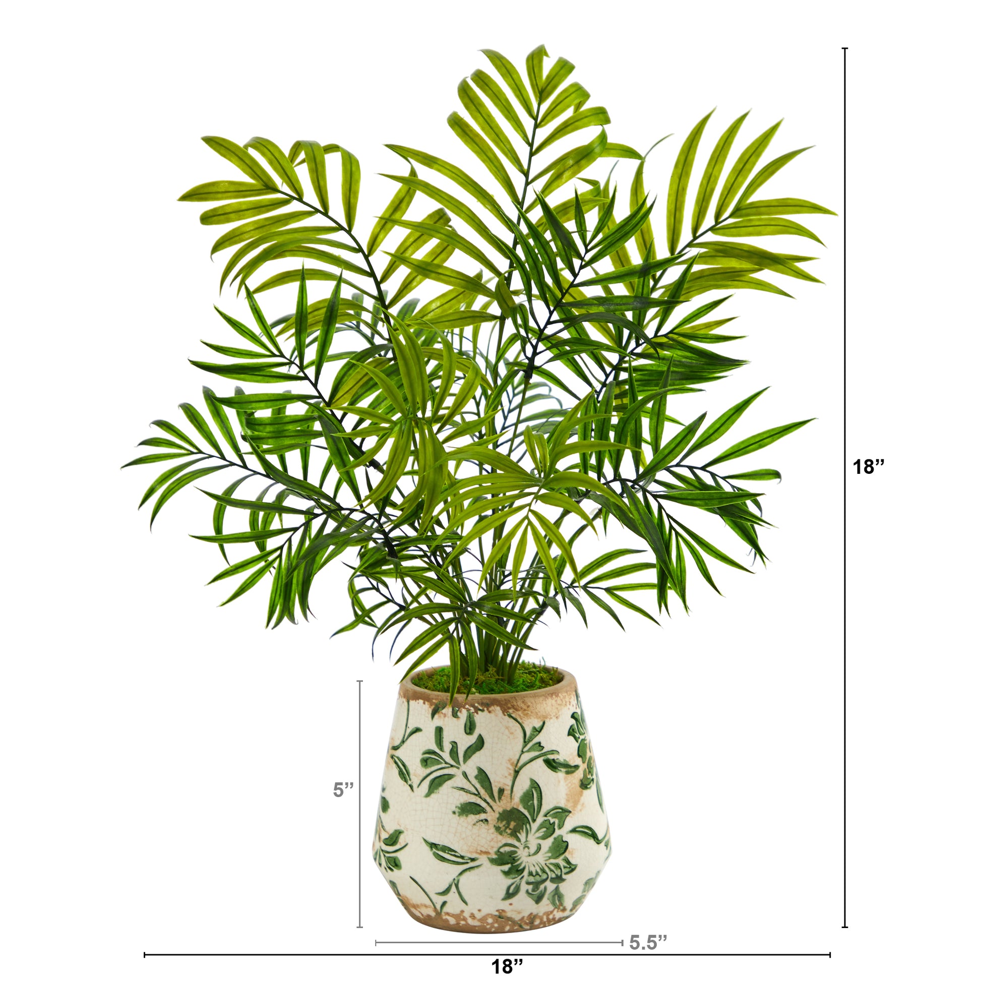 areca palm faux Nearly Natural 18in. Mini Areca Palm Artificial Plant in Floral Vase