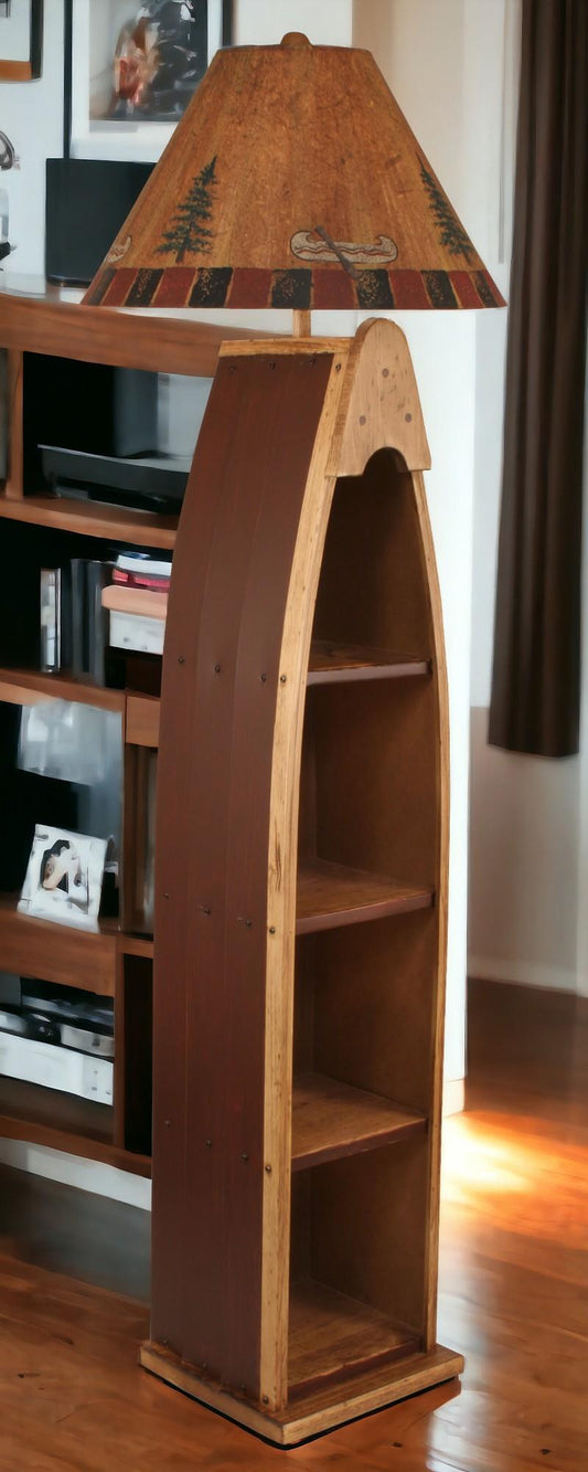 Stain/Red Wooden Boat Floor Lamp-Lamp-Nautical Decor and Gifts