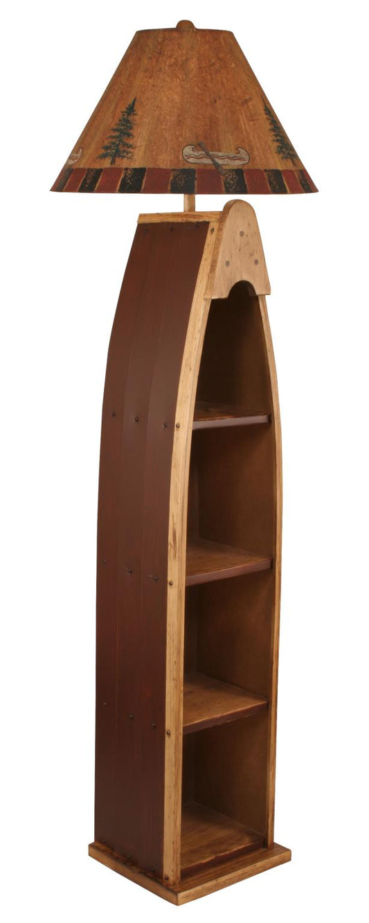 Stain/Red Wooden Boat Floor Lamp-Lamp-Nautical Decor and Gifts