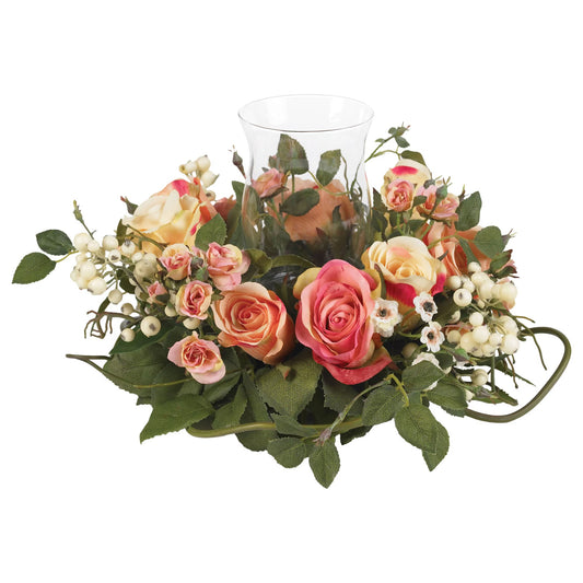 Rose Candelabrum Silk Flower Arrangement-Faux Plant-Nautical Decor and Gifts