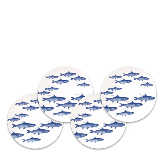 School of Fish Appetizer Plates - Sets-Nautical Decor and Gifts