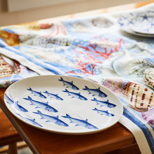 School of Fish Oval Porcelain Platter-Nautical Decor and Gifts