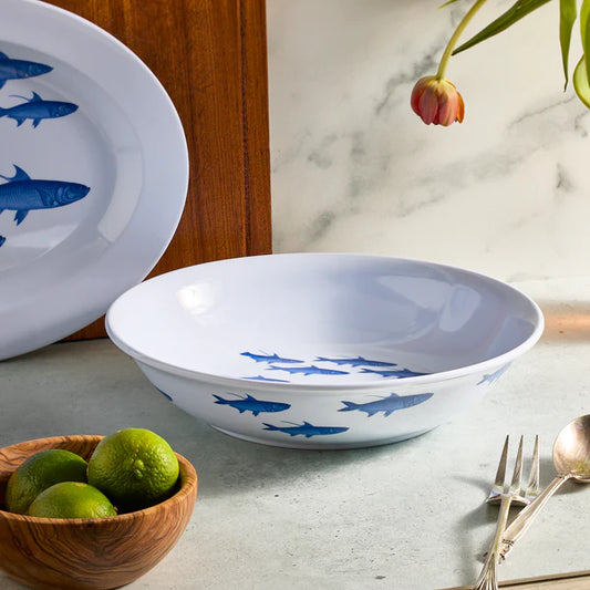 School of Fish Melamine Serving Bowl-Nautical Decor and Gifts