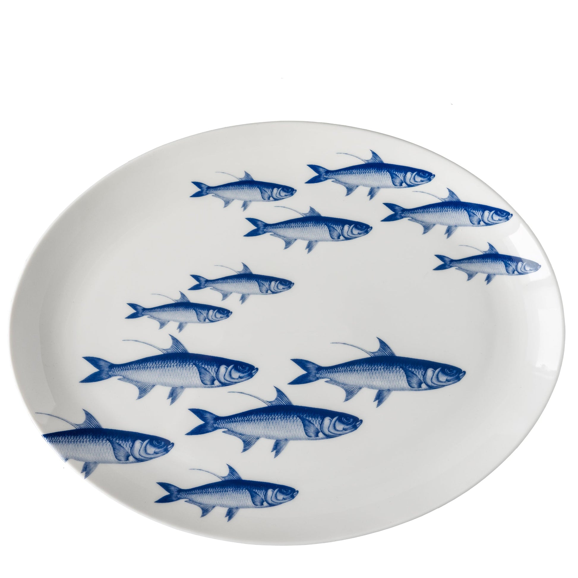 School of Fish Oval Porcelain Platter-Nautical Decor and Gifts