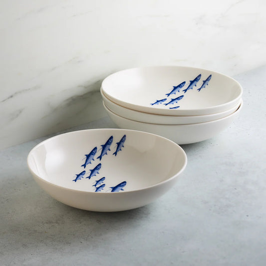 School of Fish Entrée Bowl - Set of 4-Nautical Decor and Gifts