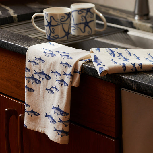 School of Fish 100% Cotton Kitchen Towels - Set of 2-Nautical Decor and Gifts
