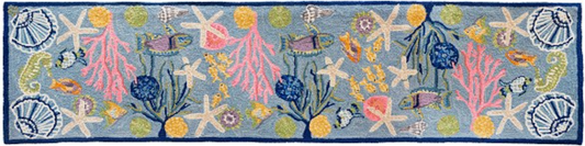 Sanibel Wool Hooked Rug Runner-2x8 Rug-Nautical Decor and Gifts