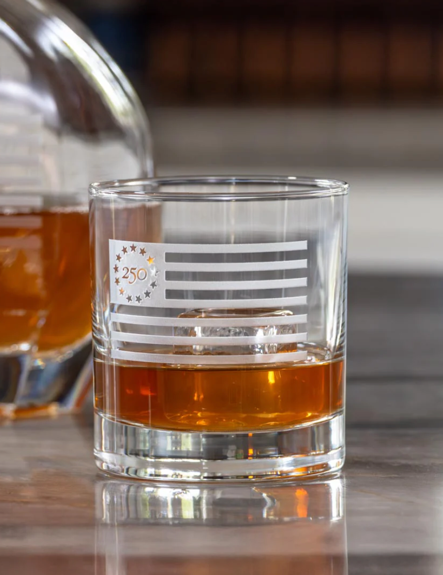 Betsy Ross Flag 10oz On the Rocks Whiskey Glass | Set of 12