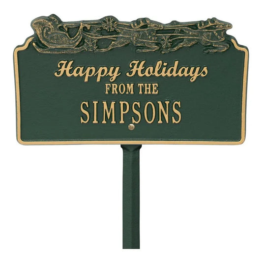 Happy Holidays with Sleigh Lawn Plaque-signs-Nautical Decor and Gifts