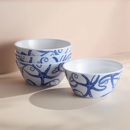 Starfish Melamine Cereal Bowls, Set of 4-Nautical Decor and Gifts