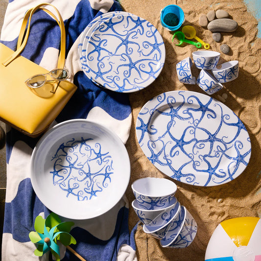 Starfish Melamine Oval Rimmed Platter-Nautical Decor and Gifts