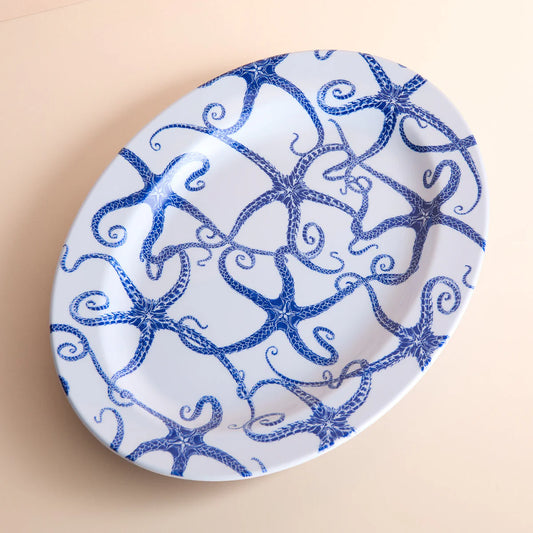 Starfish Melamine Oval Rimmed Platter-Nautical Decor and Gifts