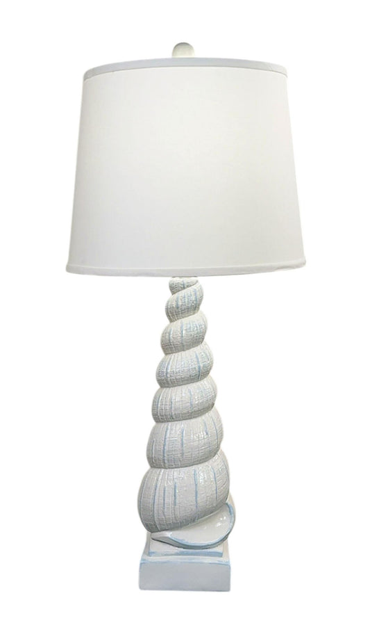 FARMHOUSE/ATLANTIC GREY TALL SPIRAL SHELL TABLE LAMP-Lamp-Nautical Decor and Gifts