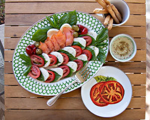 Green Scallop Oval Platter-Tray-Nautical Decor and Gifts