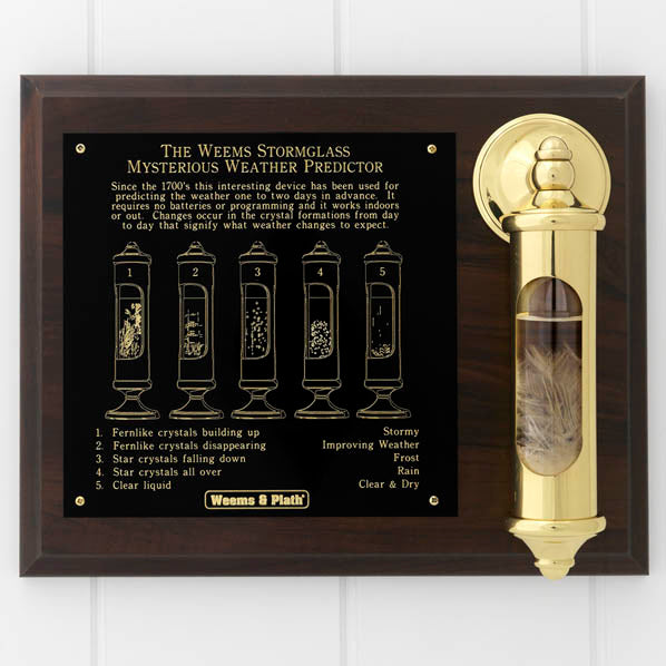 Weems Brass Stormglass & Plaque Set-Nautical Clocks-Nautical Decor and Gifts