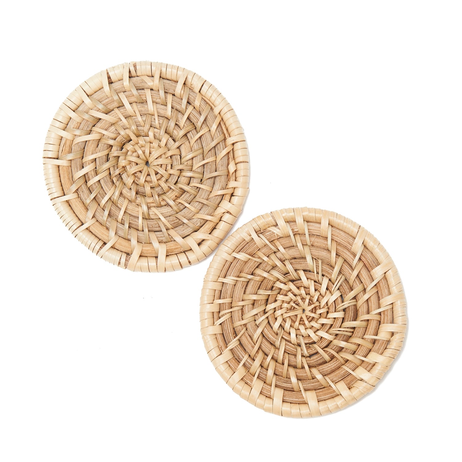 Woven Rattan Coasters, Set of 2-Nautical Decor and Gifts
