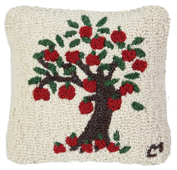Apple Tree 100% Wool Hooked Pillow | Free Shipping