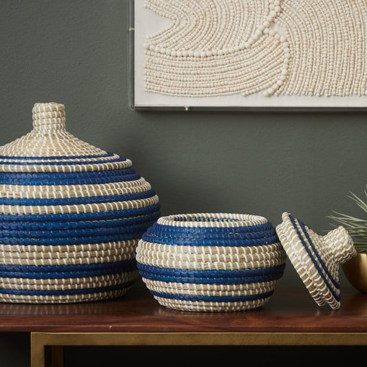 Arley Baskets With Lid set of 2-Nautical Decor and Gifts