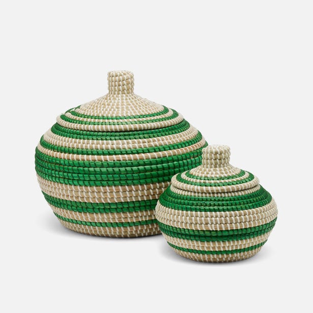 Arley Baskets With Lid set of 2-Nautical Decor and Gifts