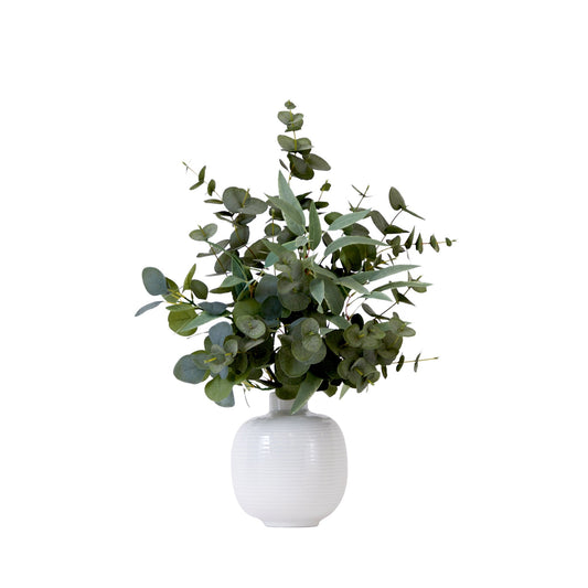 Artificial Eucalyptus Leaves Arrangement With Ceramic Planter-Faux Plant-Nautical Decor and Gifts