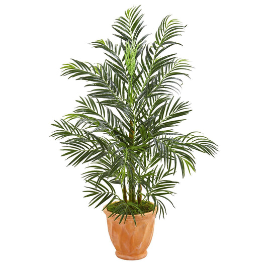 4’ Areca Palm Artificial Tree In Terra-Cotta Planter UV Resistant (Indoor/Outdoor)-Faux Plant-Nautical Decor and Gifts