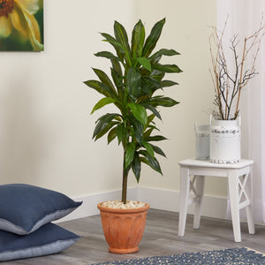 4’ Dracaena Artificial Plant In Terra-Cotta Planter (Real Touch)-Faux Plant-Nautical Decor and Gifts