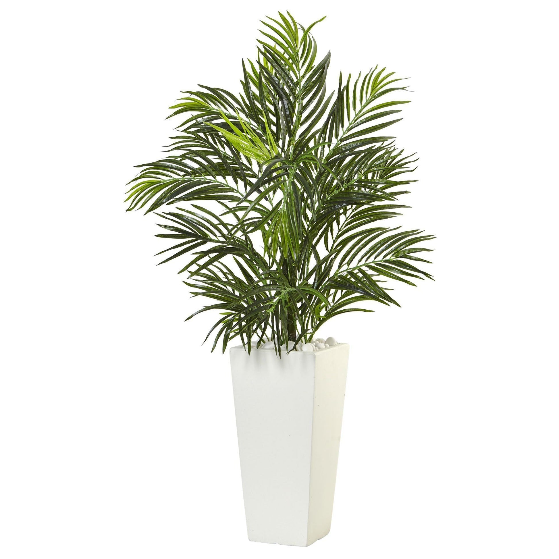 Areca Palm In White Square Planter-Faux Plant-Nautical Decor and Gifts