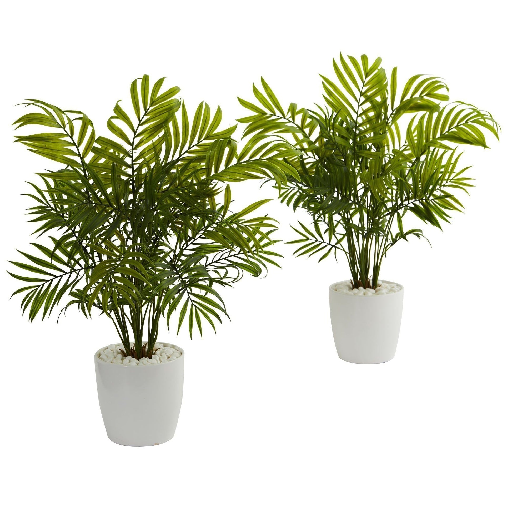 Palms In White Planter Artificial Plant (Set Of 2)-Faux Plant-Nautical Decor and Gifts