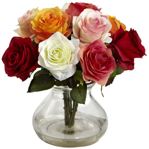 Rose Arrangement W/Vase-Faux Plant-Nautical Decor and Gifts