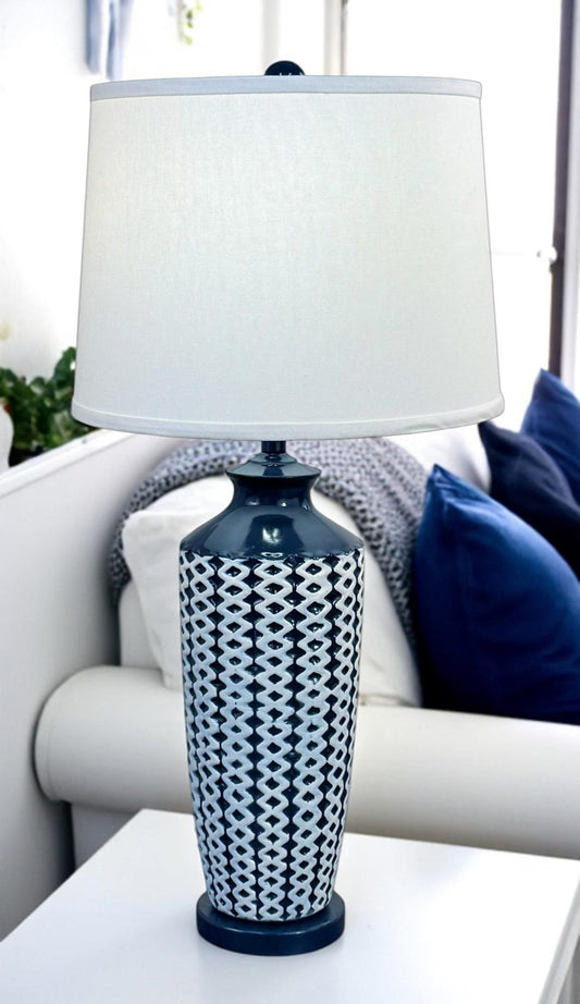 Tall Basket Weave Vase Table Lamp-Lamp-Nautical Decor and Gifts