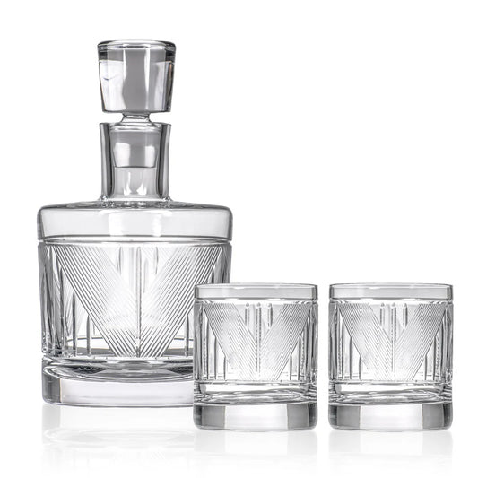 Bleecker Street Whiskey Decanter and Rocks Glasses-Glassware-Tumblers & Bar Acc-Nautical Decor and Gifts