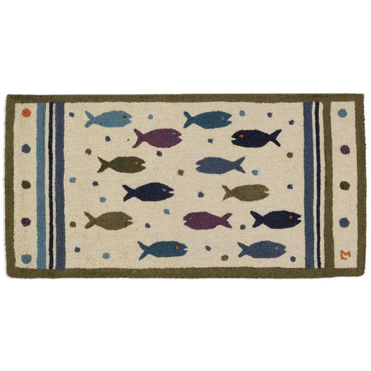 Bubble Fish Hooked Accent Rug-2x4 Rug-Nautical Decor and Gifts