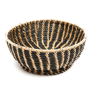 Woven Rattan Bowl, Black-Basket-Nautical Decor and Gifts