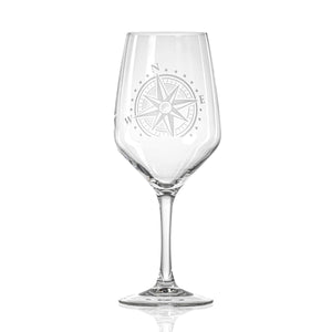 Compass Star Wine Glass - 19.5oz-Nautical Decor and Gifts