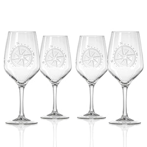Compass Star Wine Glass - 19.5oz-Nautical Decor and Gifts
