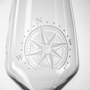 Compass Star Wine Glass - 19.5oz-Nautical Decor and Gifts