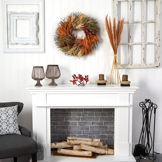 26” Fall Sorghum Harvest Autumn Artificial Wreath-Nautical Decor and Gifts