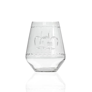Fleur De Lis 18oz Stemless Wine Glass-Nautical Decor and Gifts