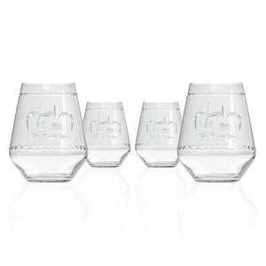 Fleur De Lis 18oz Stemless Wine Glass-Nautical Decor and Gifts